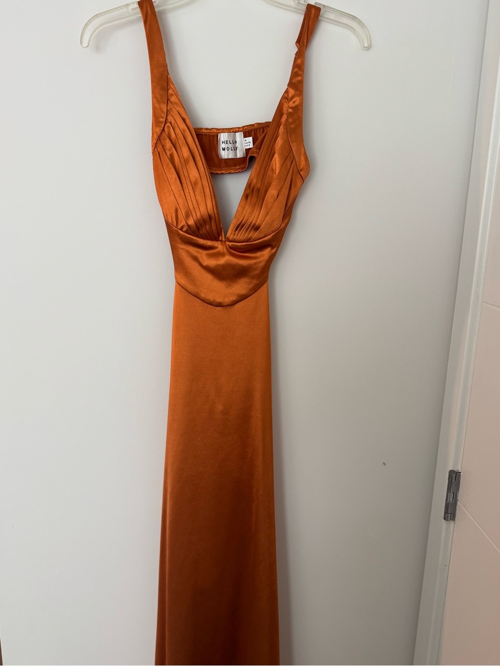 Hello Molly Satin Rust Maxi Slip Dress